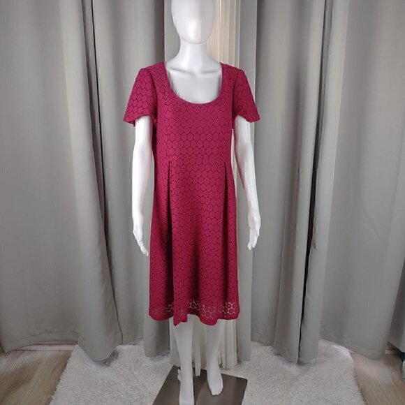 Rabbit Rabbit Rabbit Fuchsia (Off Red) Lace Dress Midi Length 3/4 Sleeve Size 16 - Picture 1 of 11